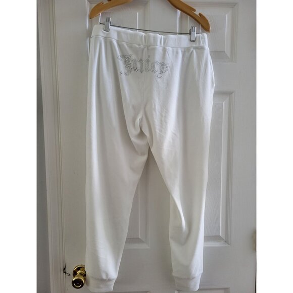 Juicy Couture White Velour track jogger size Large Embellished back bling - Picture 1 of 6